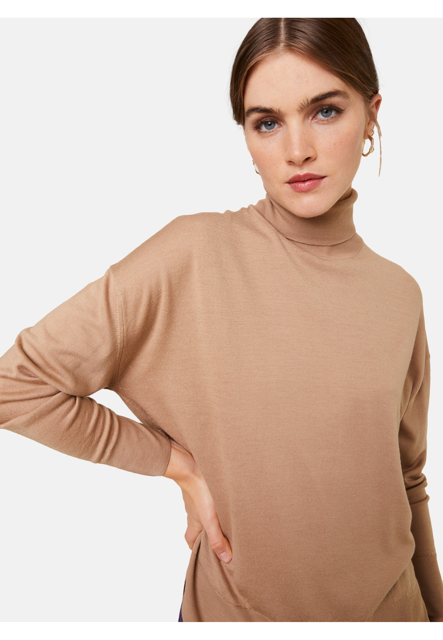 Merino wool turtleneck sweater with slits - Amy