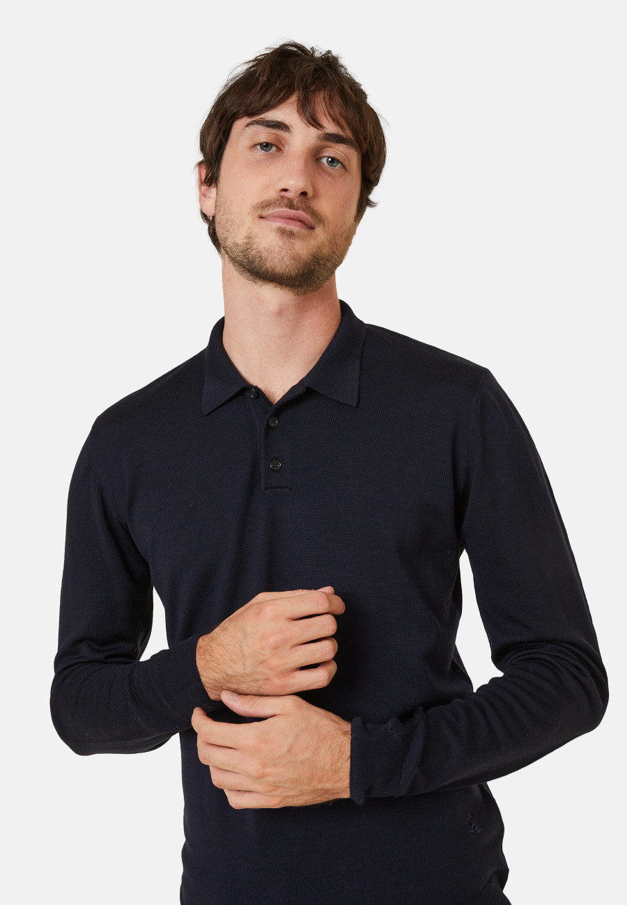 Polo neck sweater with logo in merino wool - Eni
