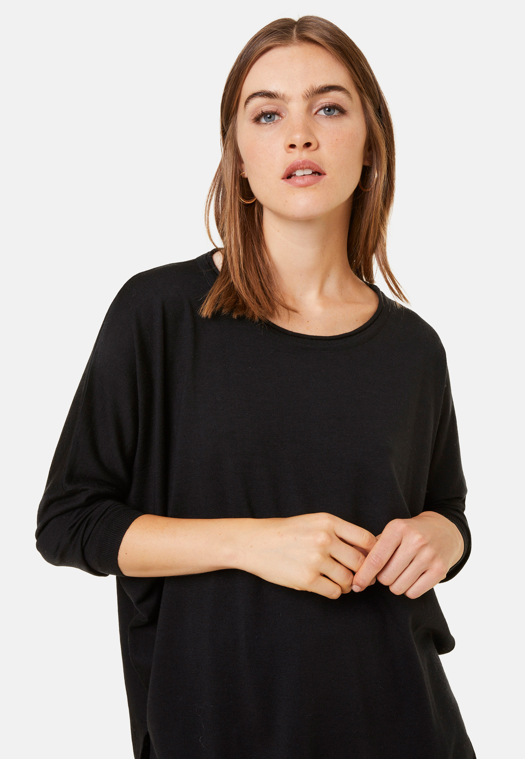 Loose-fitting merino wool round neck sweater - Azel