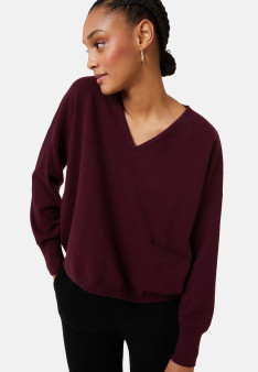 Short cashmere sweater with pocket - Balba