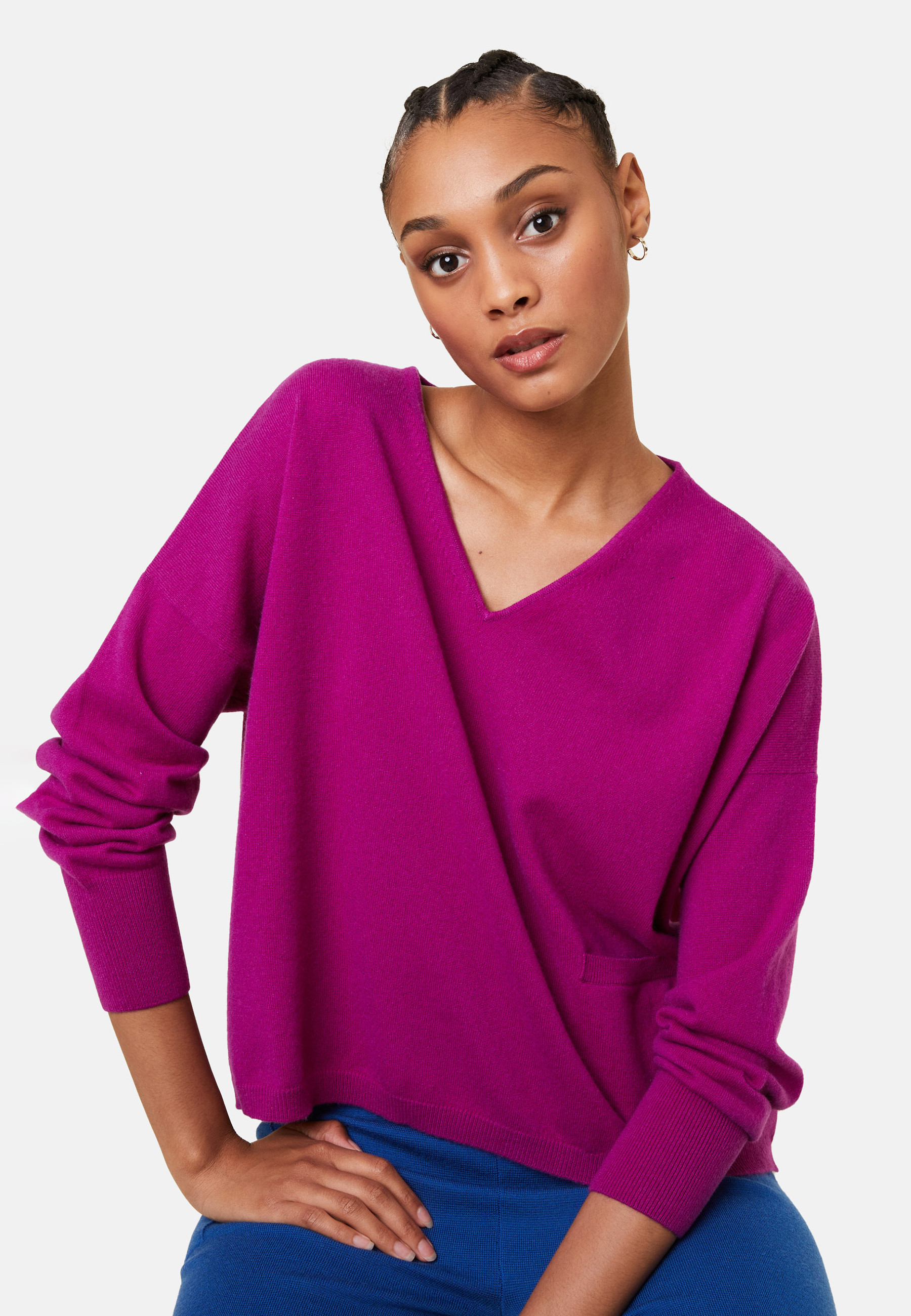 Short cashmere sweater with pocket - Balba