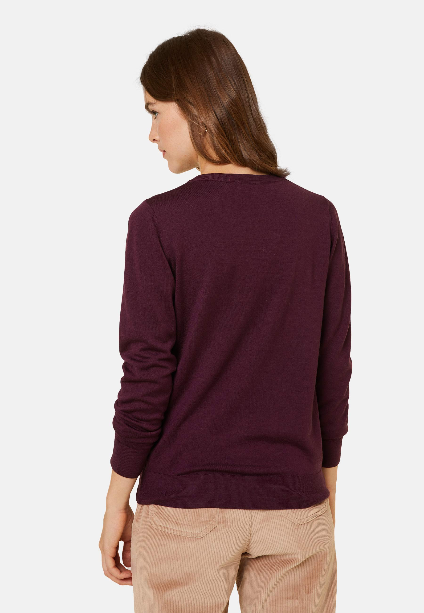 Cardigan boutonné col rond à poches en laine mérinos - Amalia 7850 foret - 83 Kaki