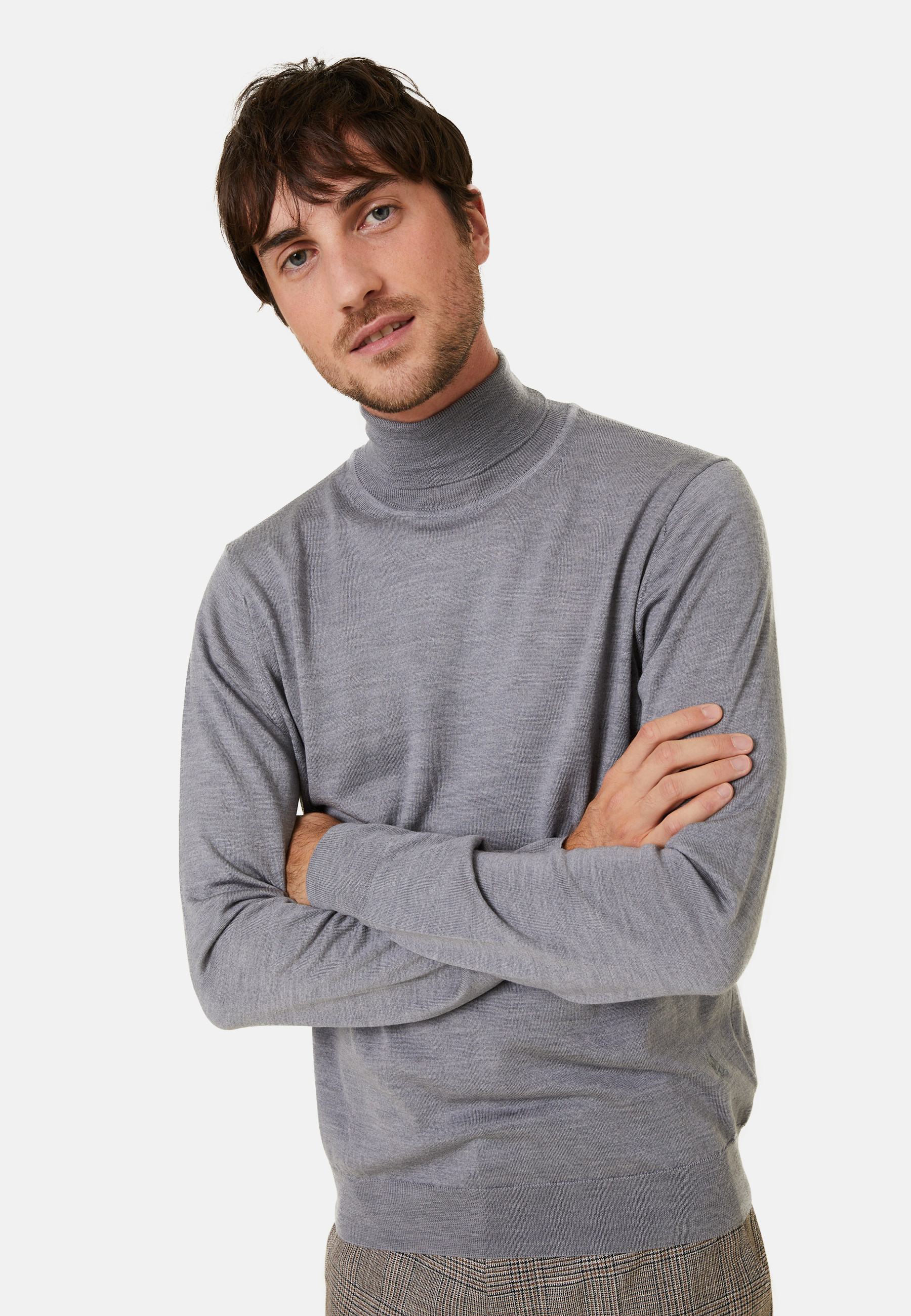 Pull col roulé avec logo en laine mérinos - Enzo