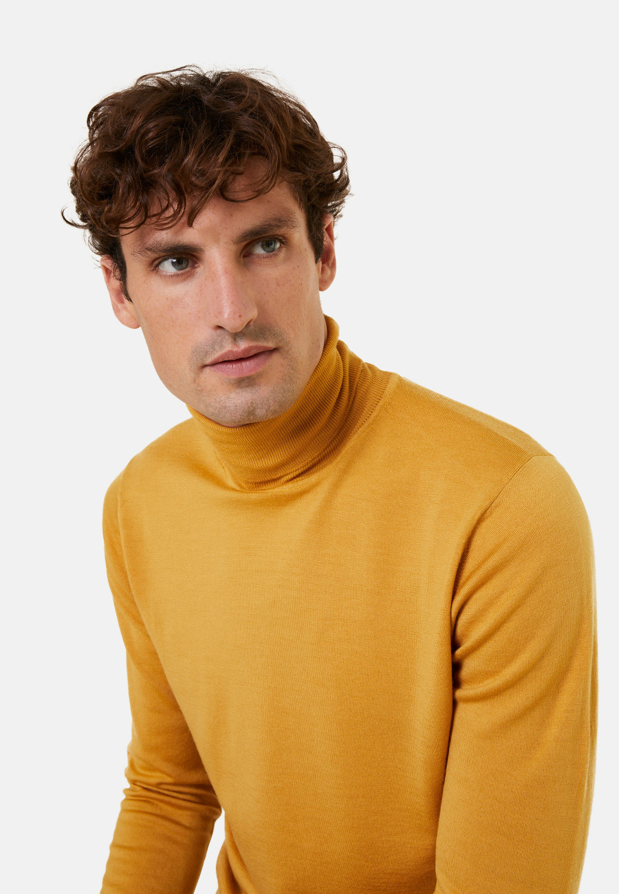 Suéter de gola alta com logotipo em lã merino - Enzo