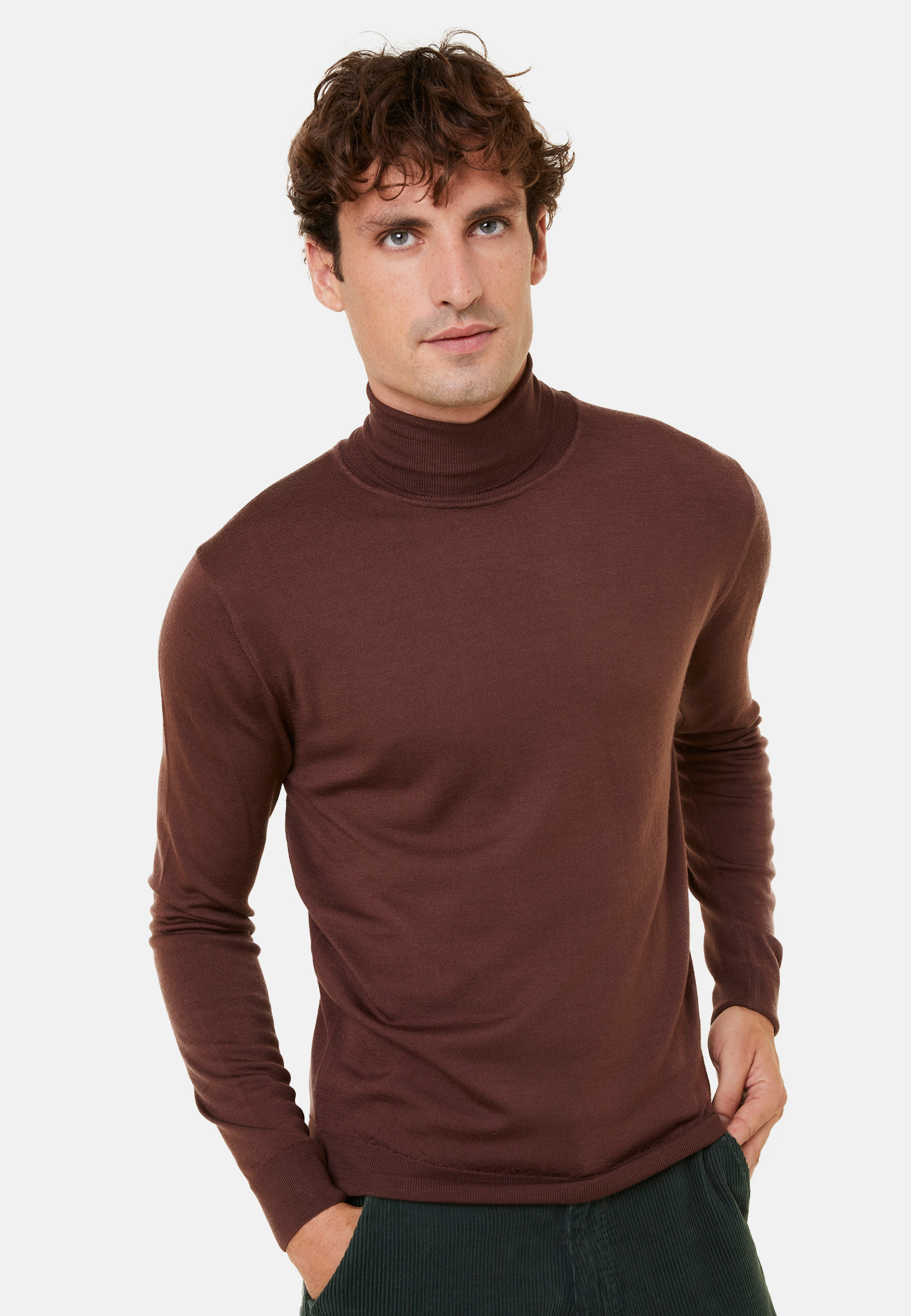 Pull col roulé avec logo en laine mérinos - Enzo