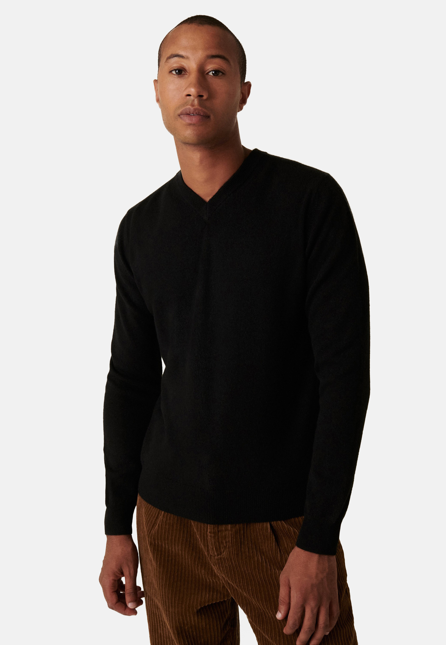 Pull col V avec logo en laine mérinos - Elmo 7881 cerise - 51 Bordeaux