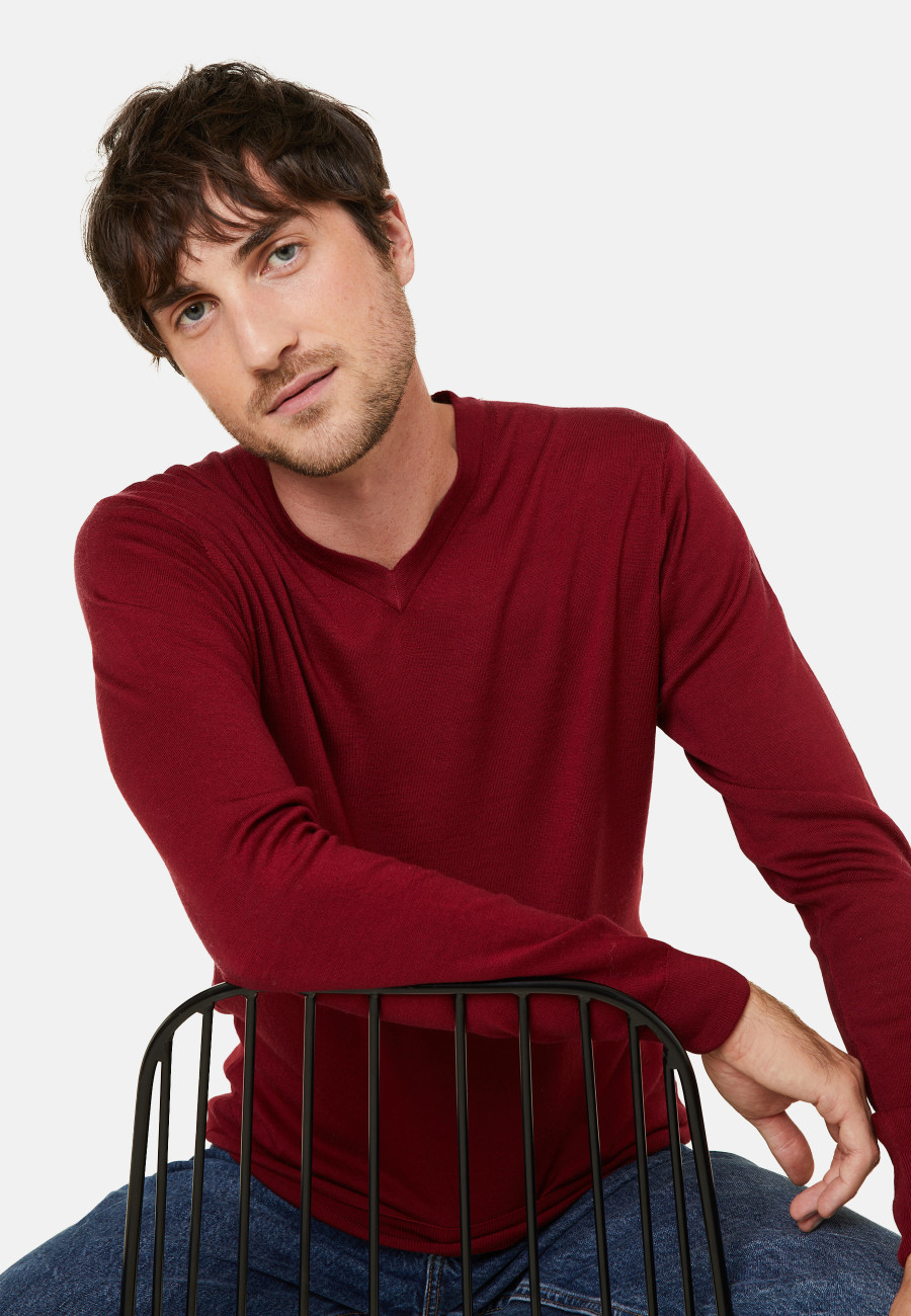 Pull col V en laine mérinos - Elmo