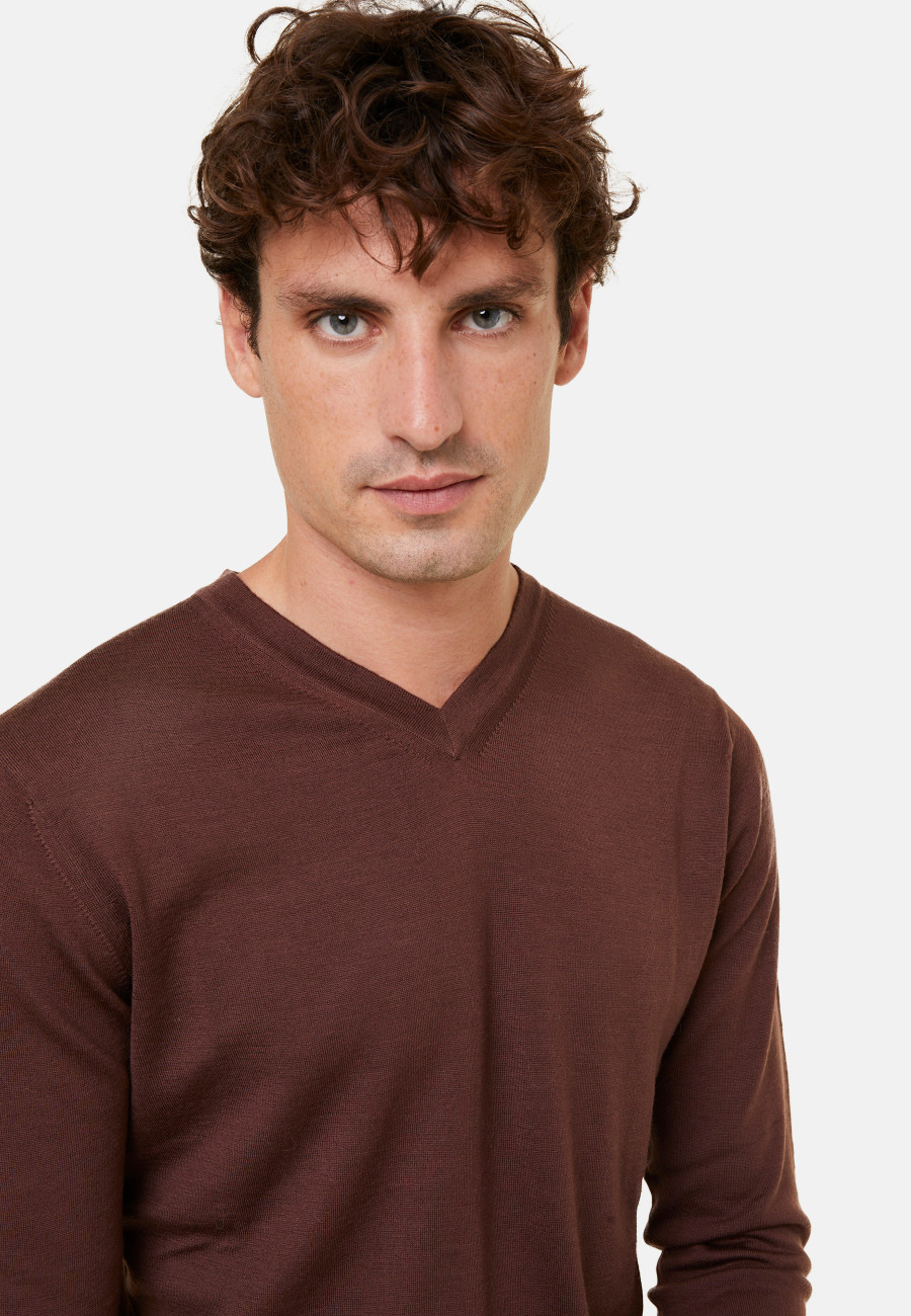 Pull col V en laine mérinos - Elmo