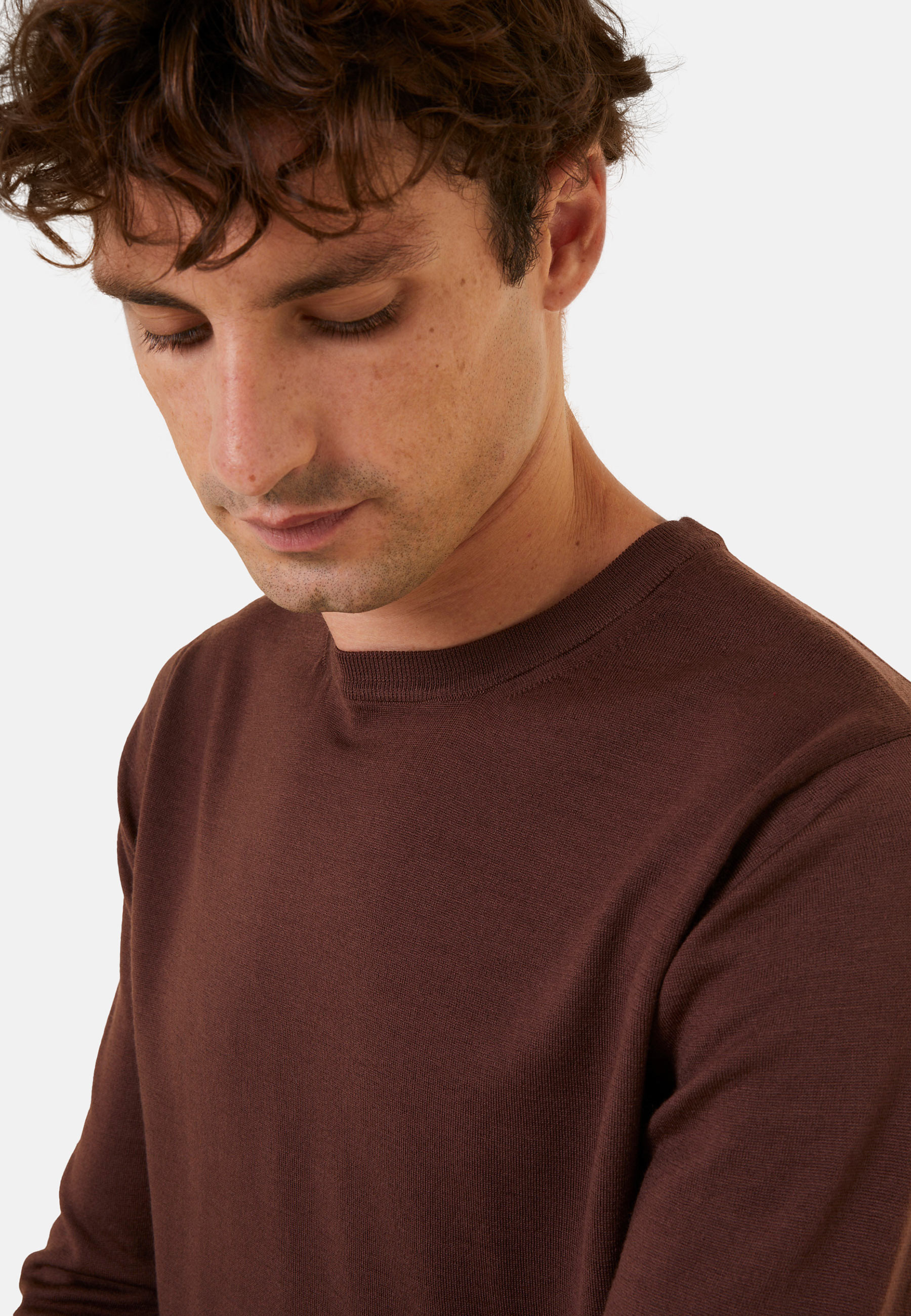Crew neck sweater with logo in merino wool - Eddie