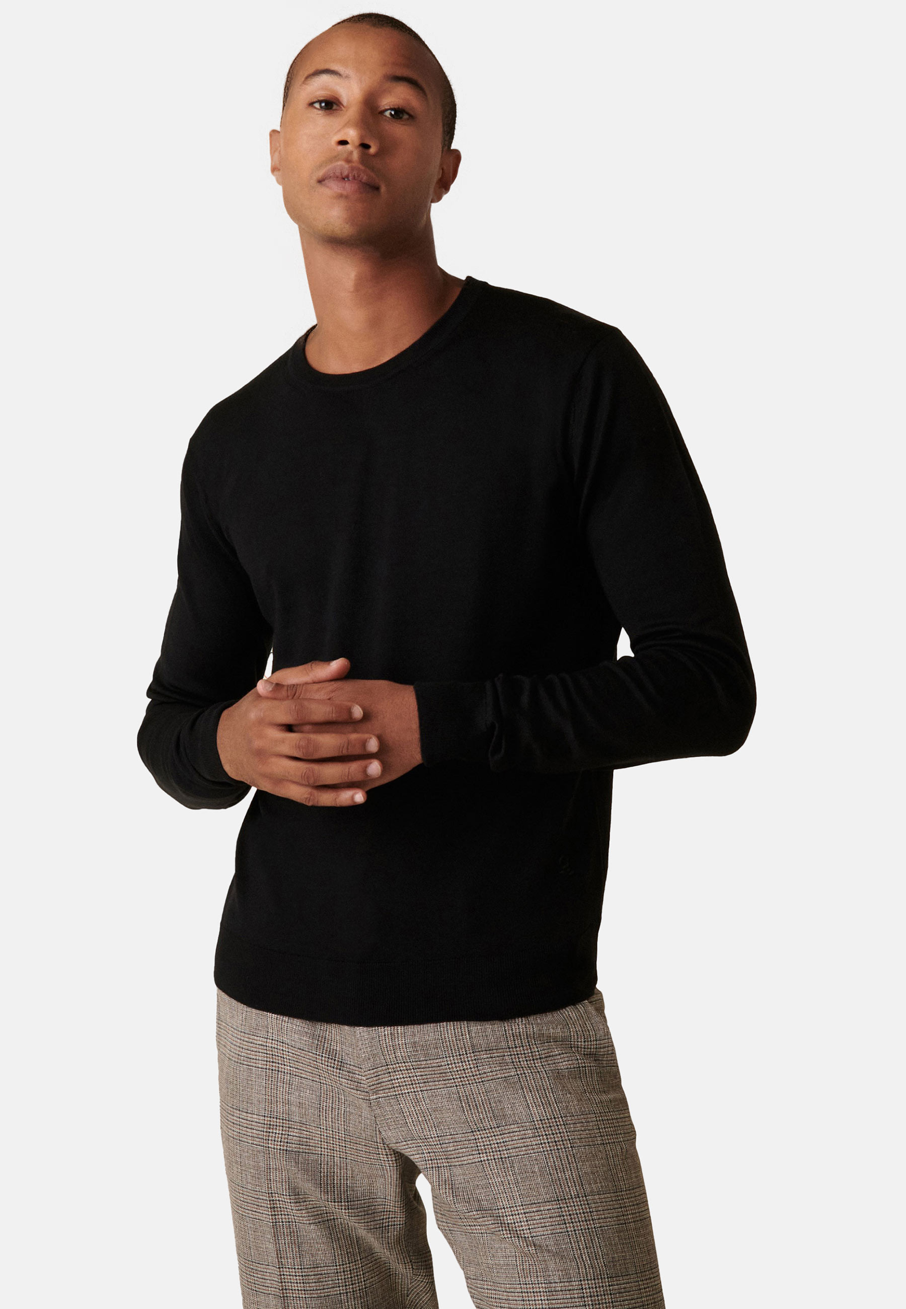 Crew neck sweater with logo in merino wool - Eddie