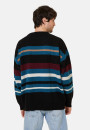 Pull col rond rayé en cachemire et laine recyclés - Fael 7946 noir/pacifique/ecru/camel - 01 Noir