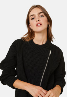 Asymmetrical wool and cashmere zip jacket - Gwenn