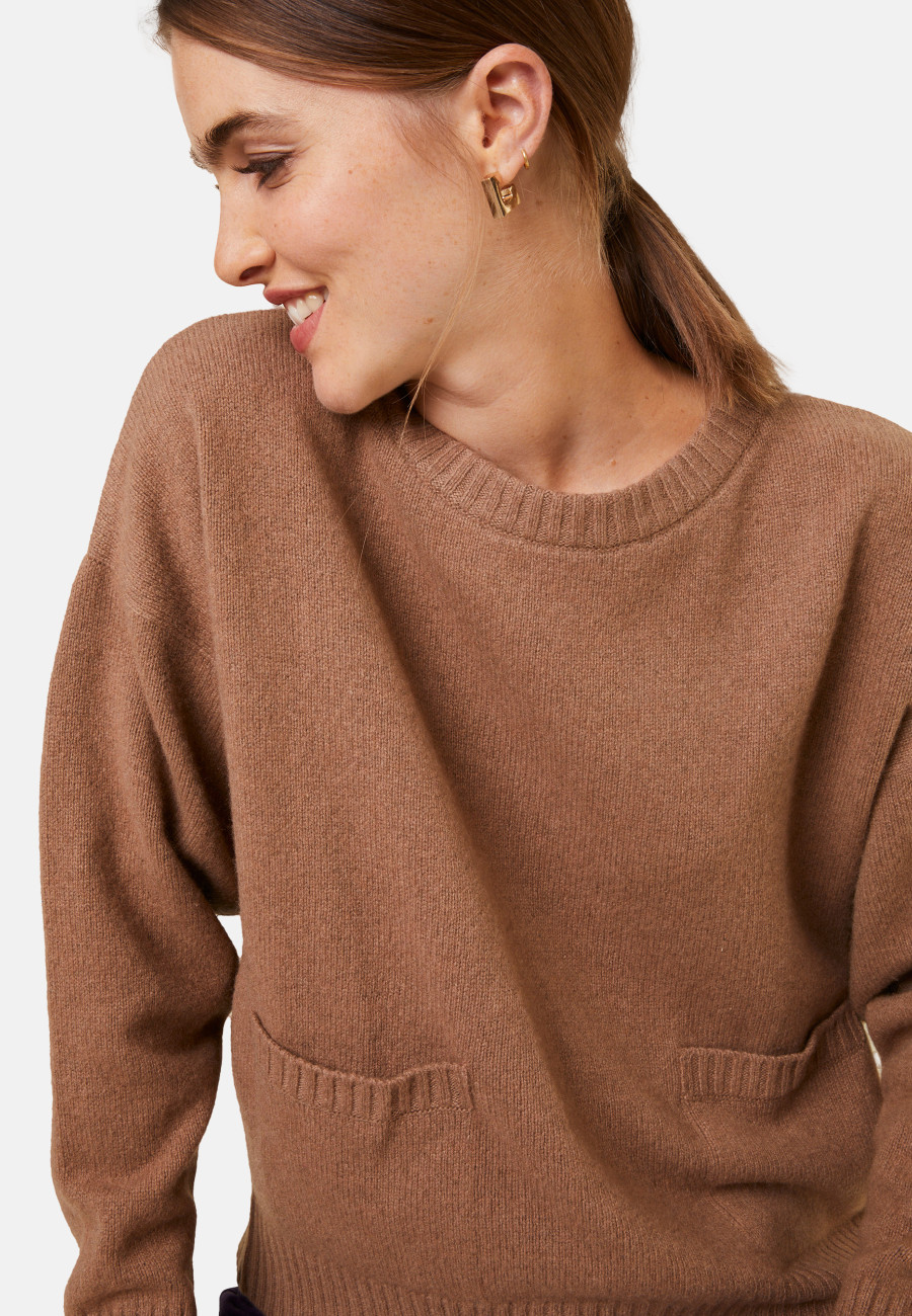 Suéter Cashmere Blend Solto com Bolsos - Davina