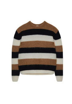Tricolor striped round-neck mohair sweater - Fox