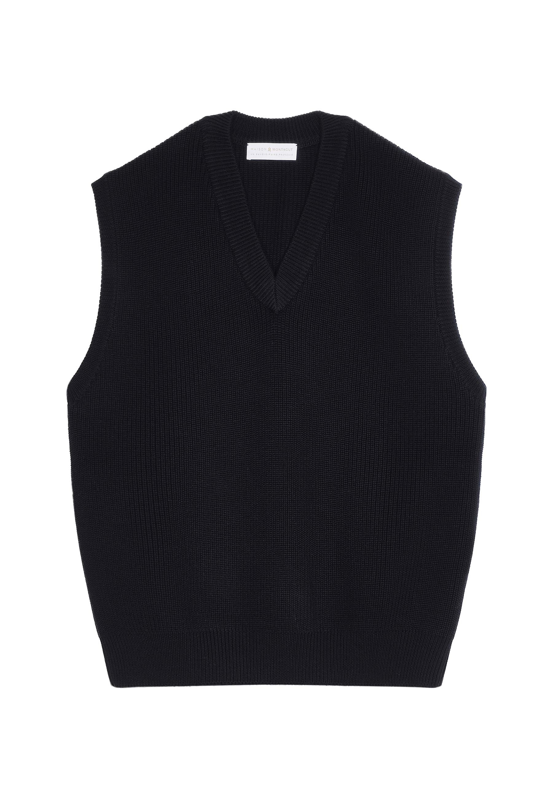 Pull col V sans manches en laine mérinos - Felipe