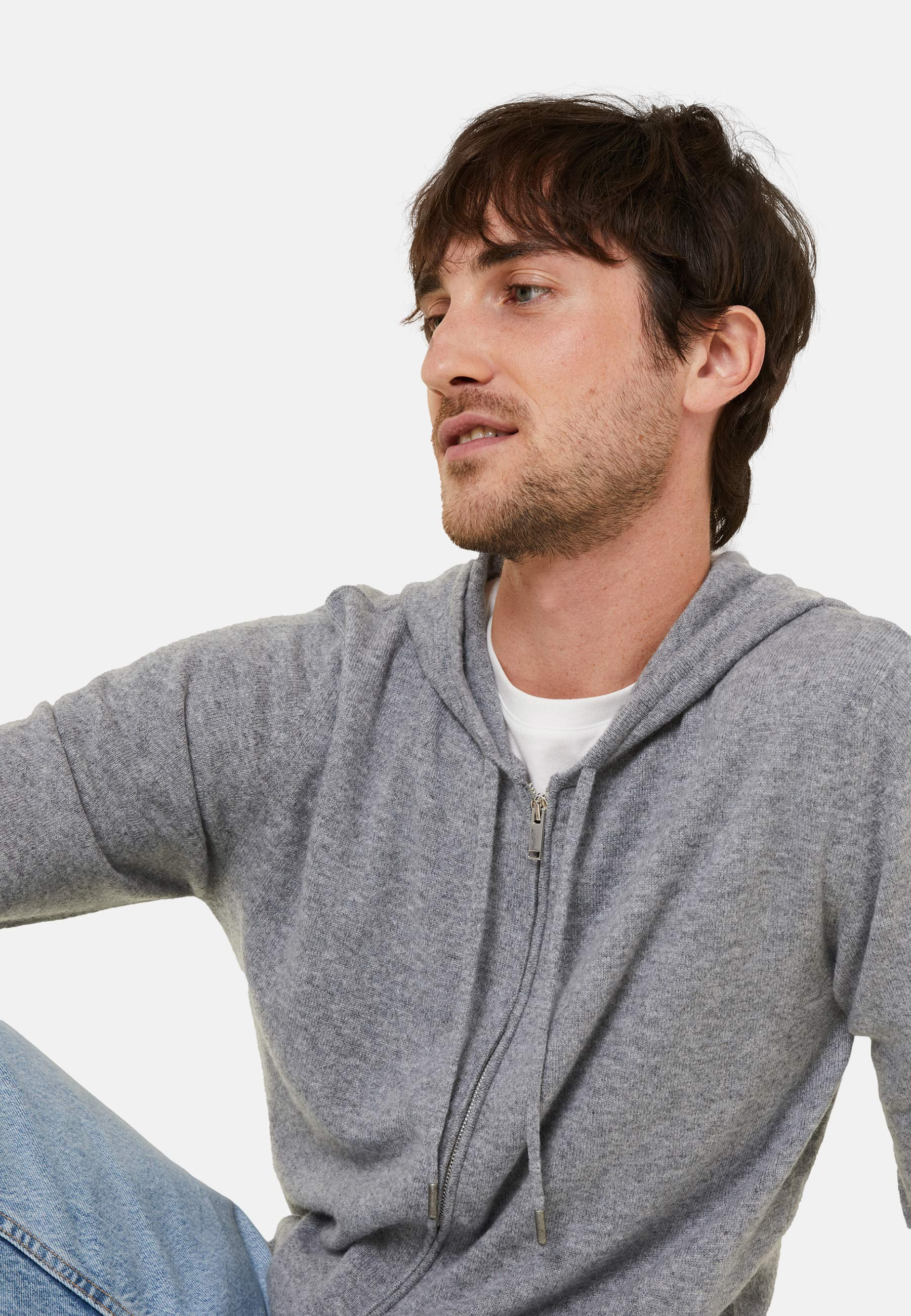 Gilet zippé à capuche en cachemire - Bradley