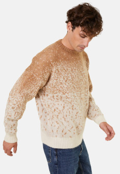 Two-tone round-neck mohair sweater - Figaro