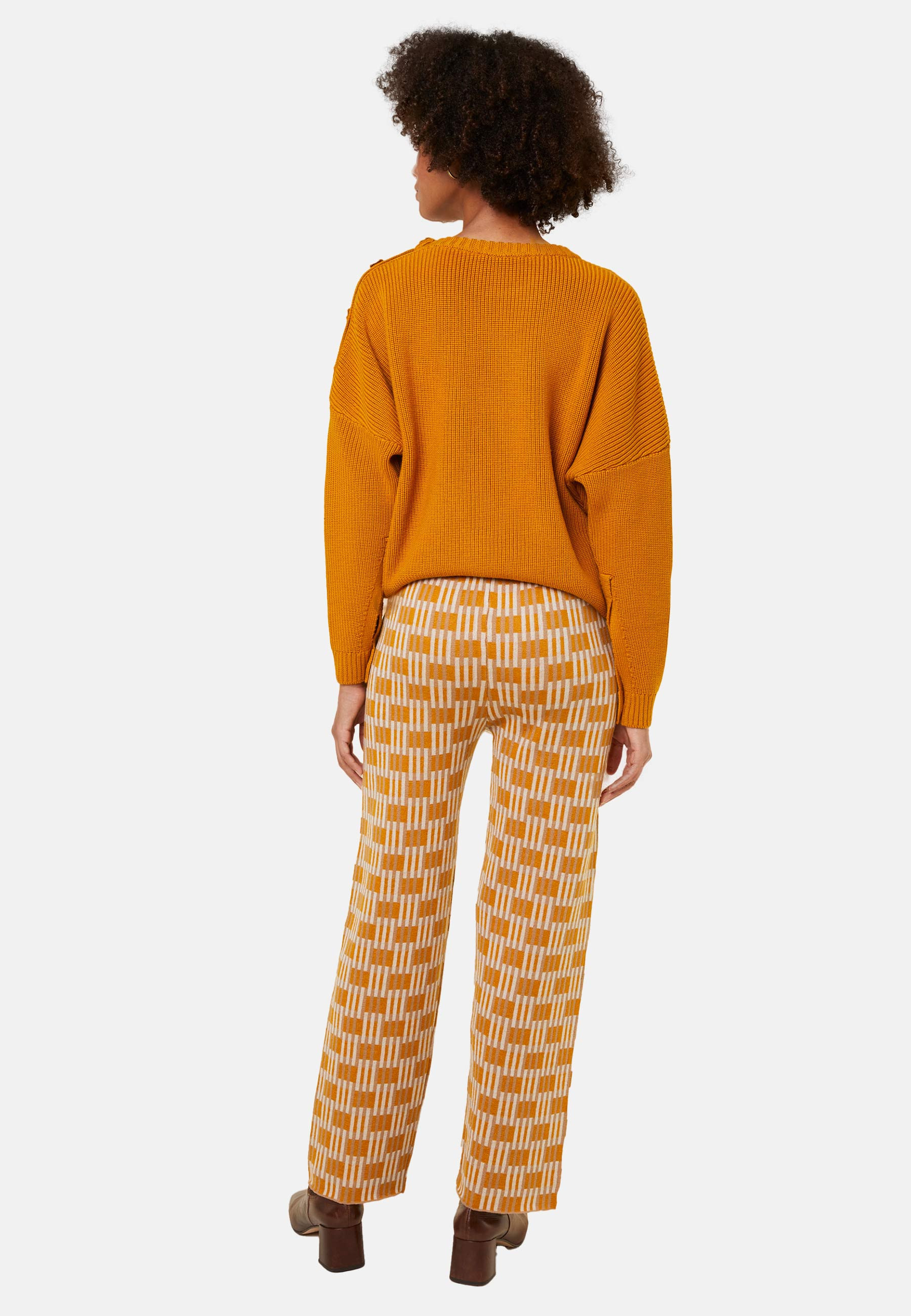 Pantalon à motifs en laine mérinos - Gill 7905 camel/soleil/ecru - 15 Orange