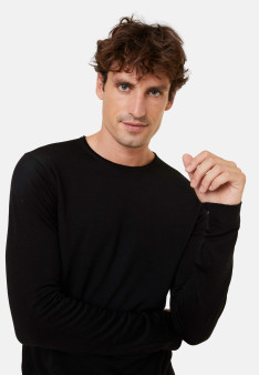 Round-neck merino wool sweater with rolled finishes - Rythme