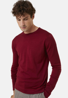 Round-neck merino wool sweater with rolled finishes - Rythme