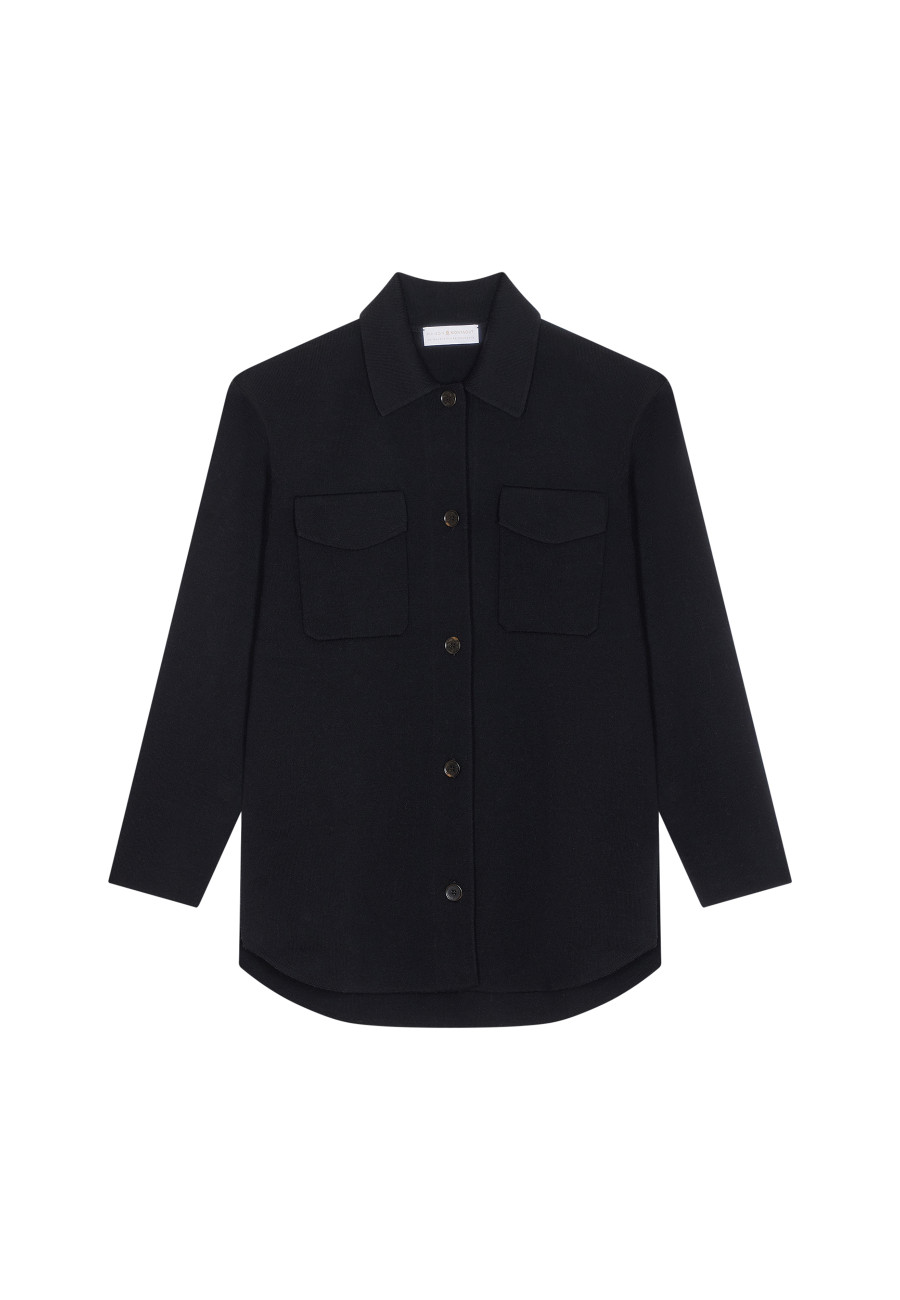 Button-down jacket with merino wool pockets - Giselle