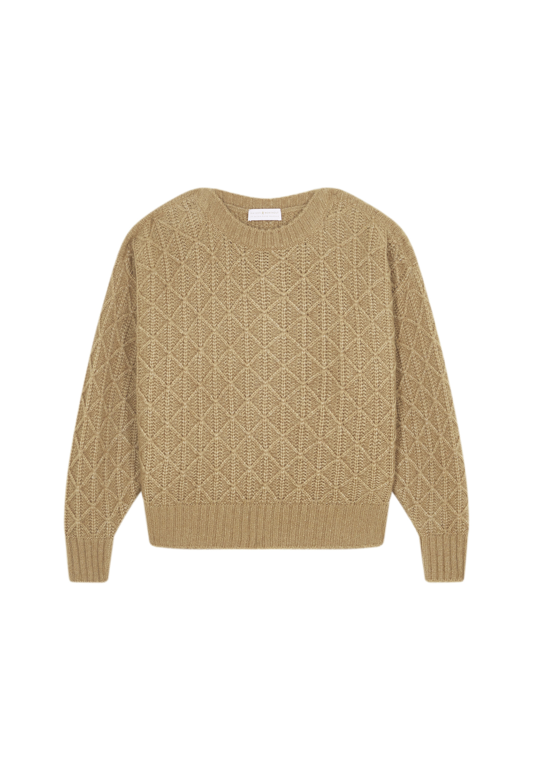 Pull ample à jeux de points en laine cocon - Gassia 7860 soleil - 89 Moutarde