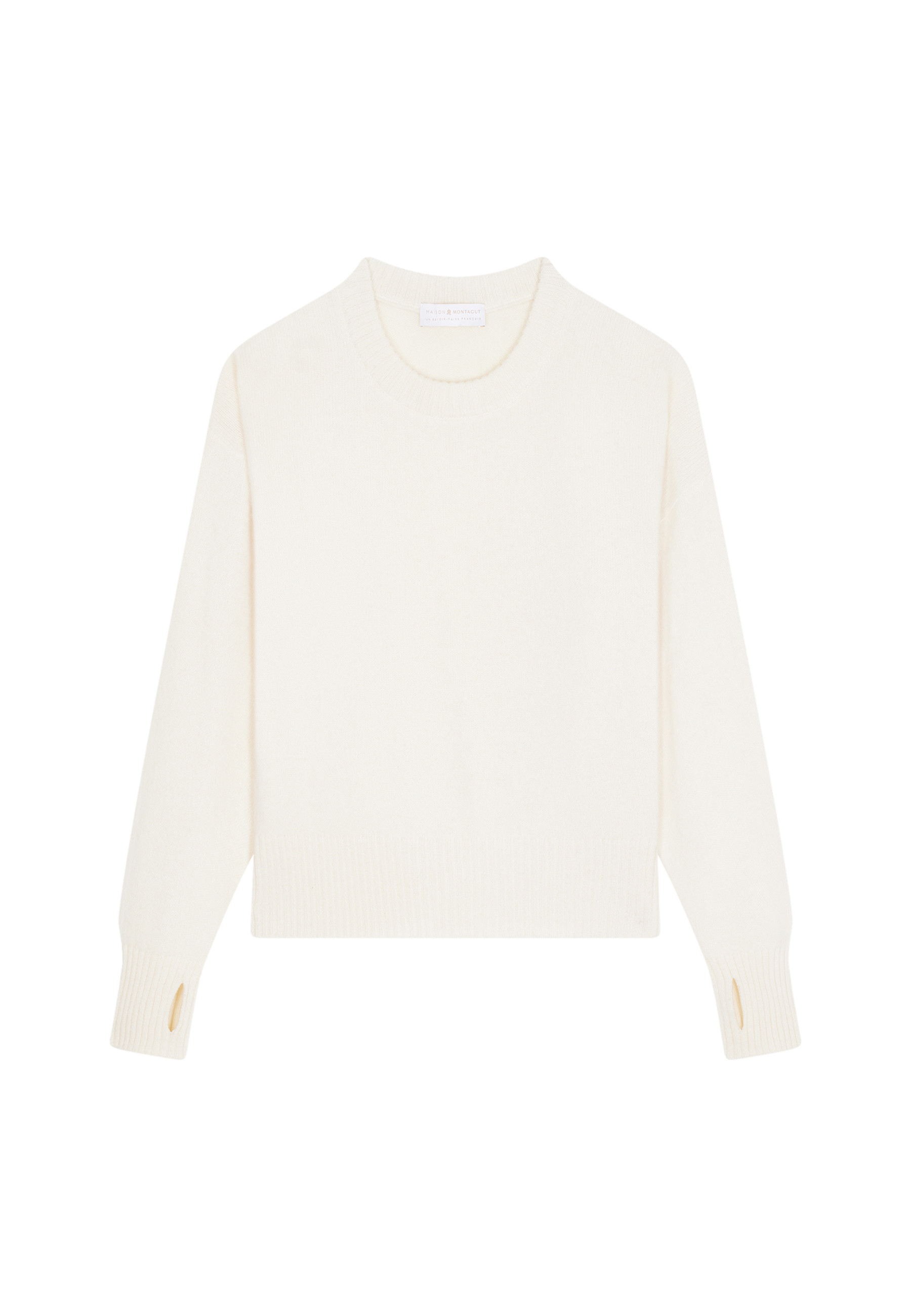 Pull col rond manches mitaines en laine et cachemire - Gemma 7811 volute - 09 Gris moyen