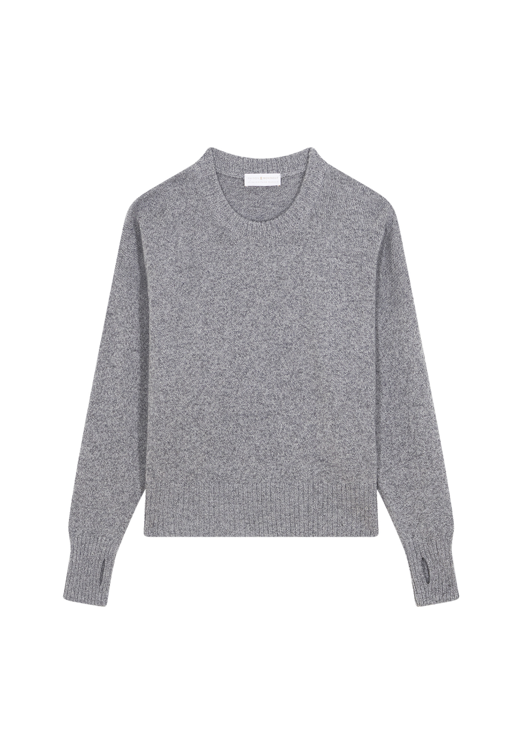 Pull col rond manches mitaines en laine et cachemire - Gemma 7811 volute - 09 Gris moyen