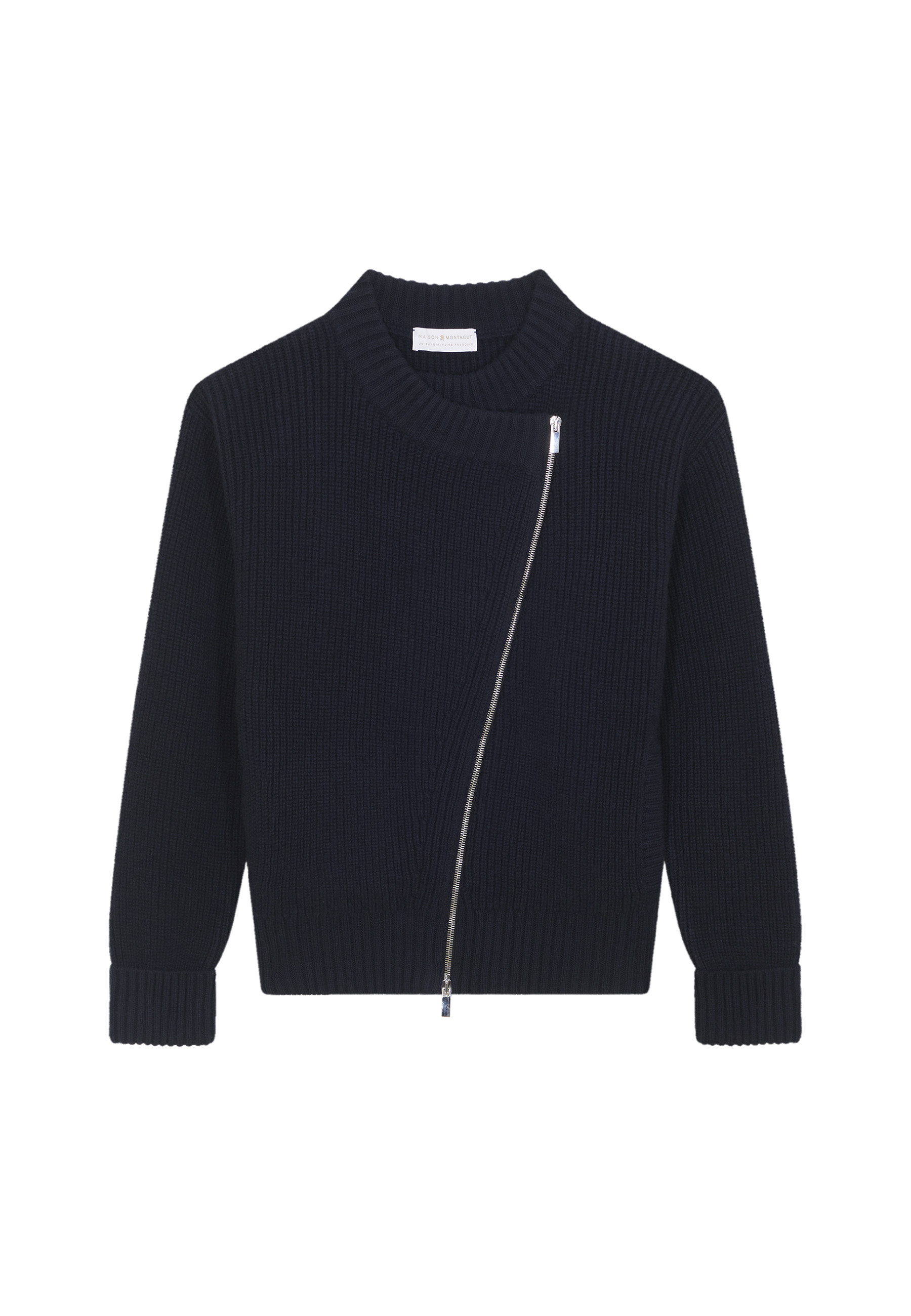 Asymmetrical wool and cashmere zip jacket - Gwenn