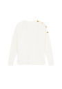 Merino wool round neck buttoned shoulder sweater - Gao