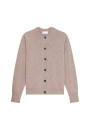 Cardigan boutonné col rond en cachemire - Ari 7813 ombre - 10 Gris foncé