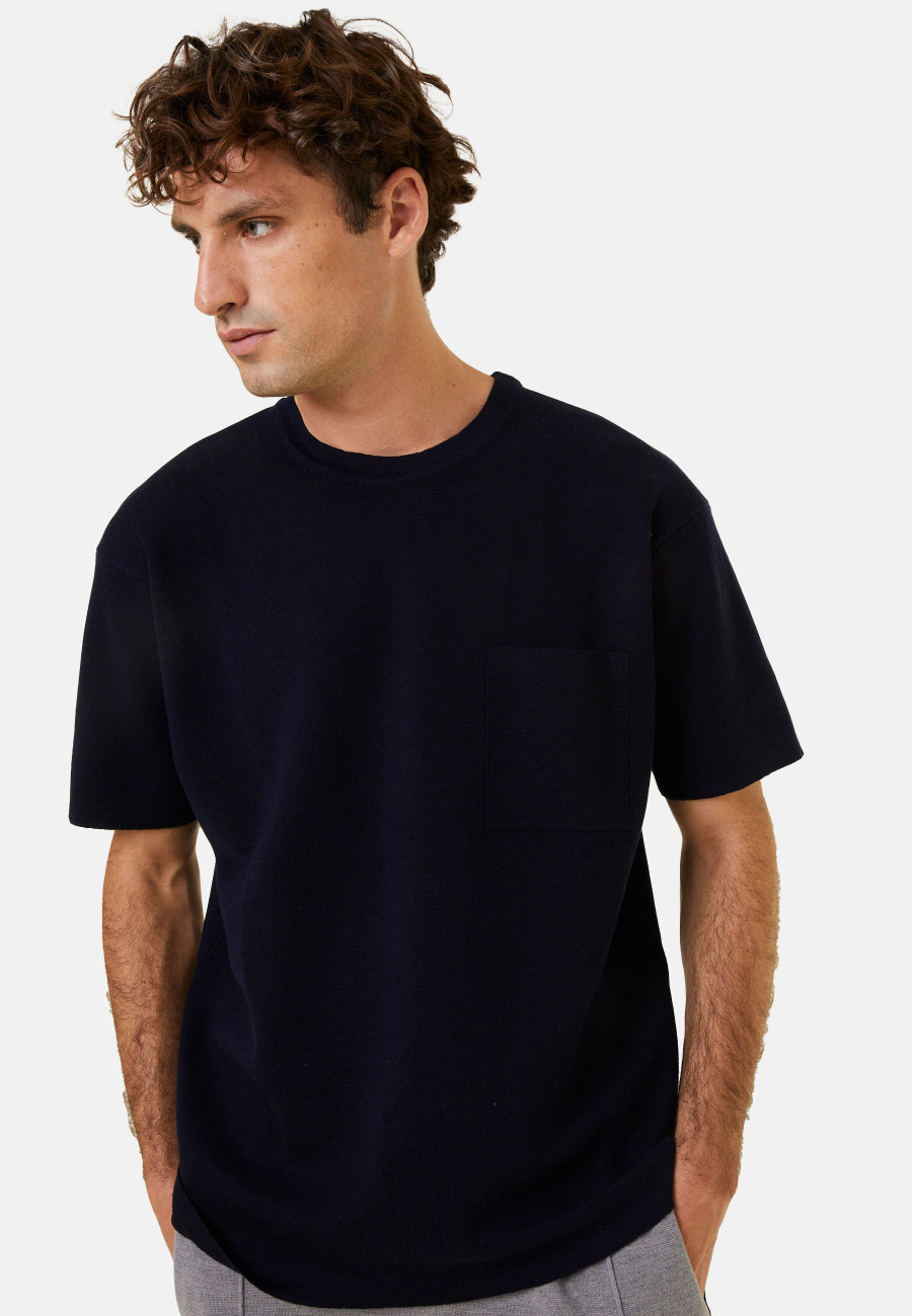 Loose t-shirt with pocket in merino wool - Florentin