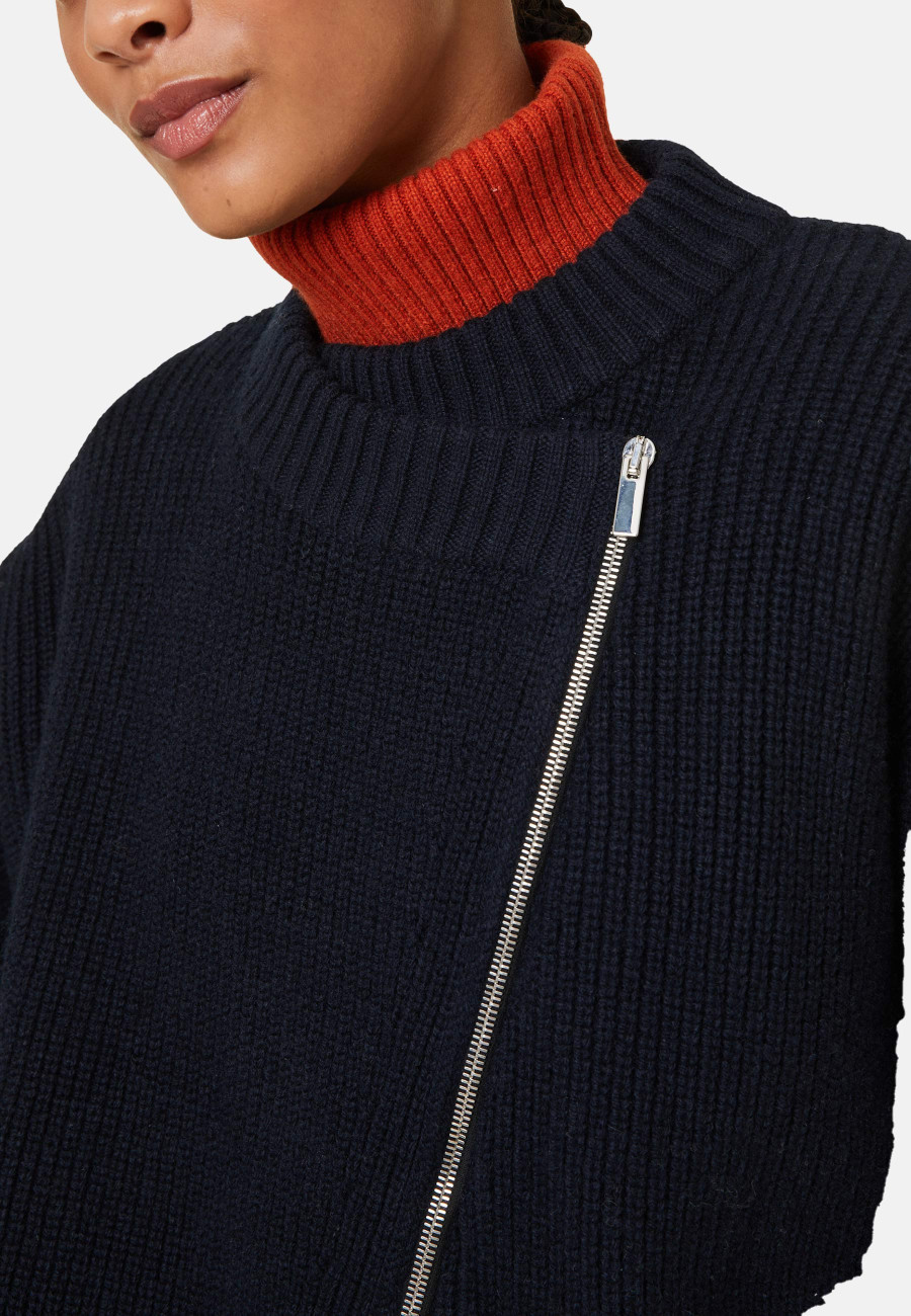 Veste zippée col rond en laine et cachemire - Gwenn