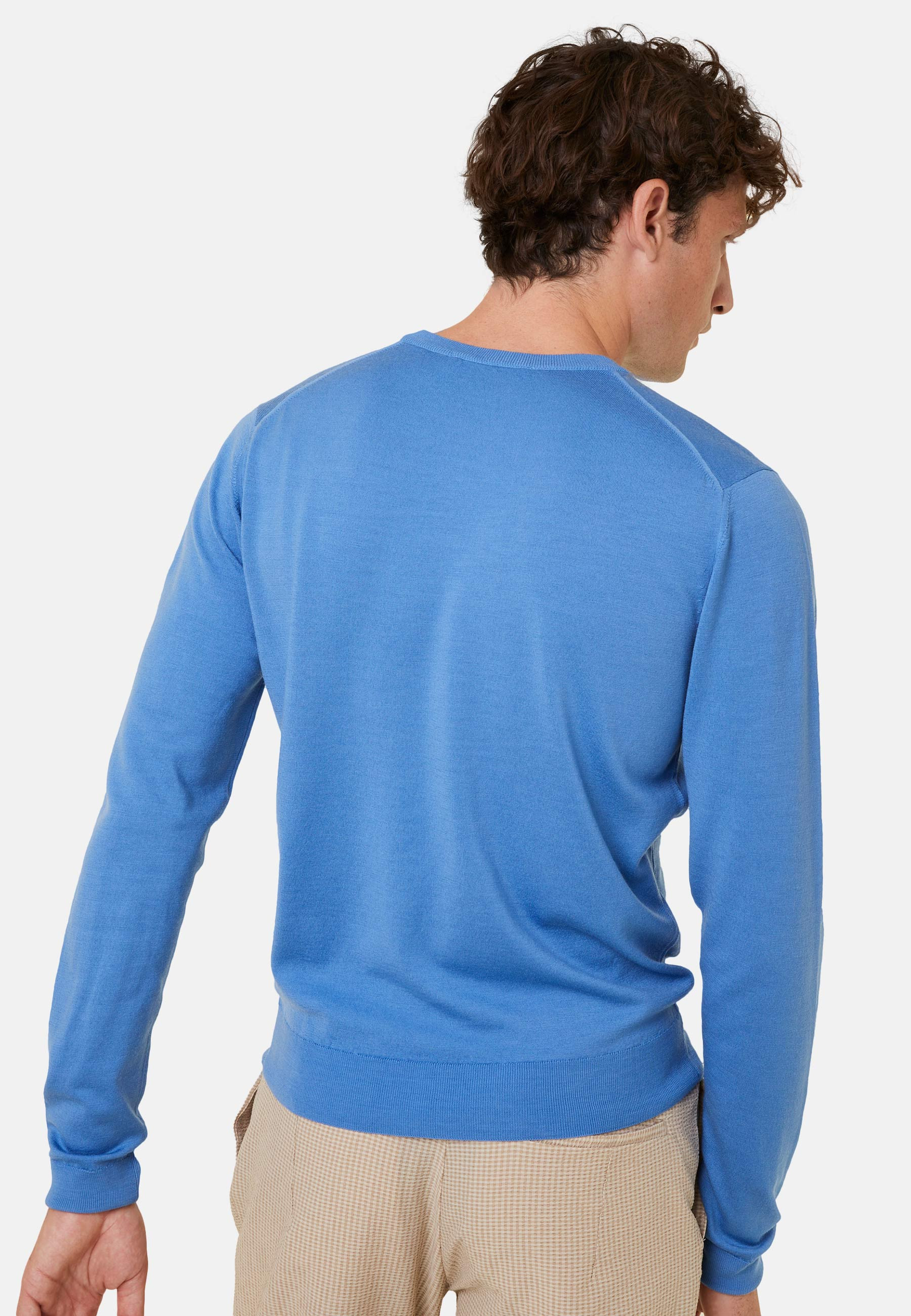 Pull col rond avec logo en laine mérinos - Eddie 7852 celadon - 94 Vert amande