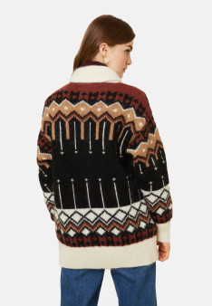 Mid-length zipped jacket with pockets in cocoon wool - Goia