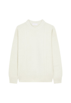 Pull col rond maille gaufrée en laine et cachemire - Fall
