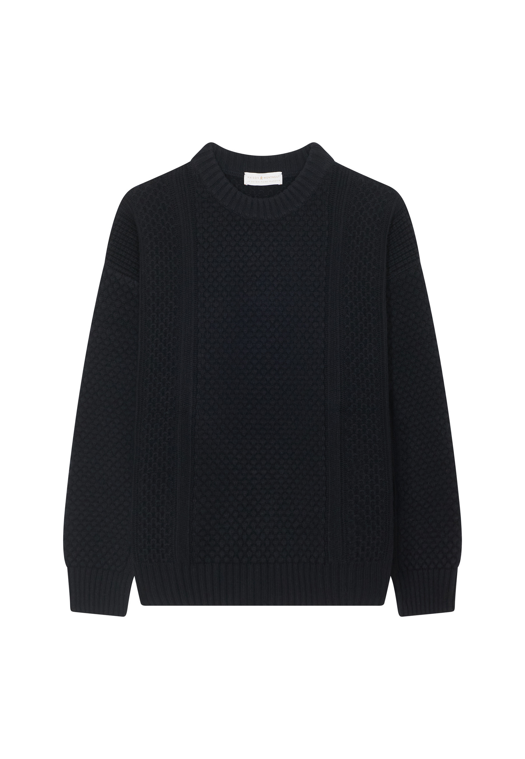 Pull col rond maille gaufrée en laine et cachemire - Fall