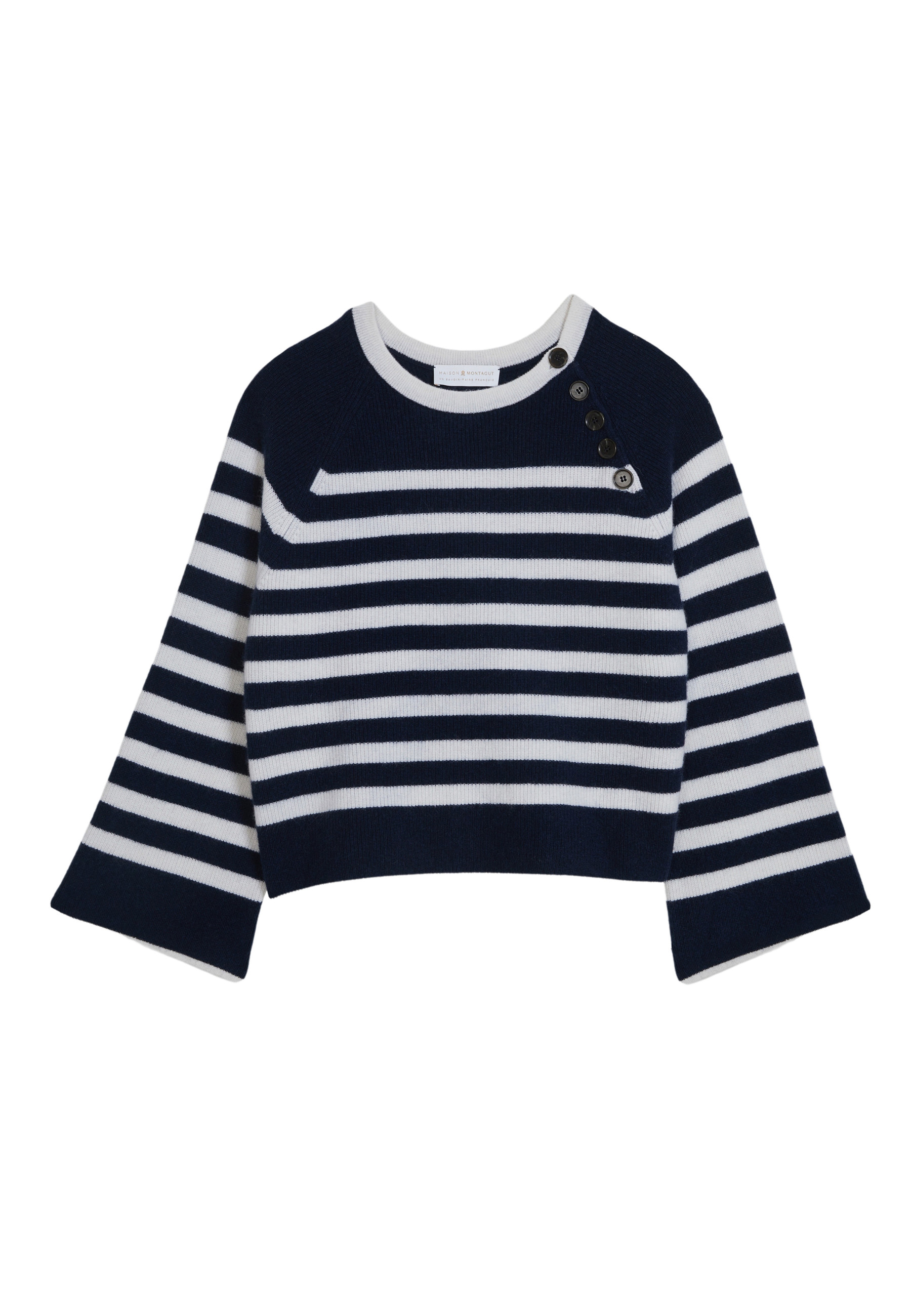 Pull marinière en cachemire à manches ample - Gaelle 7902 soleil/ecru - 15 Orange