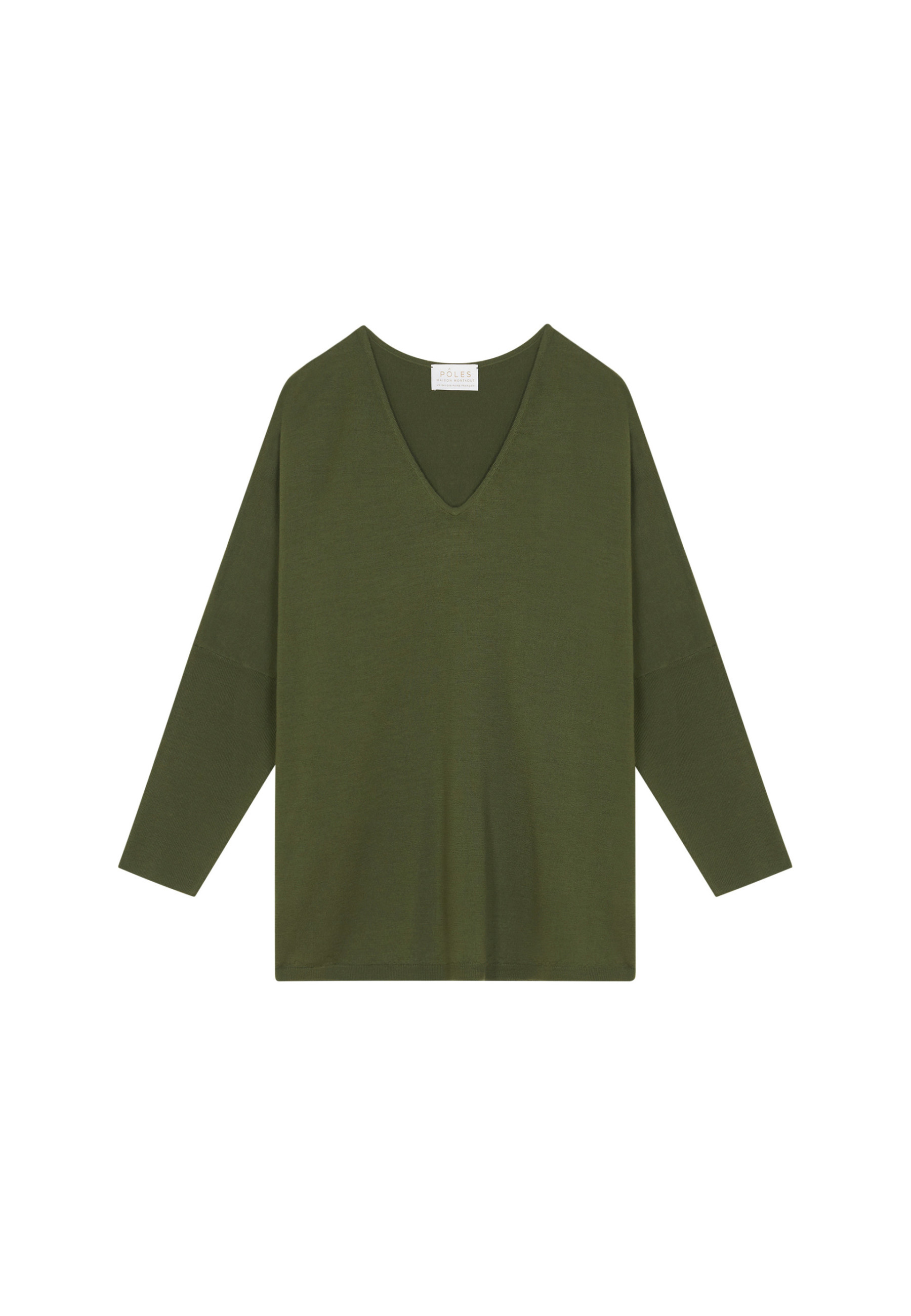 Pull manches chauve-souris en laine mérinos - Boxe 7850 foret - 83 Kaki