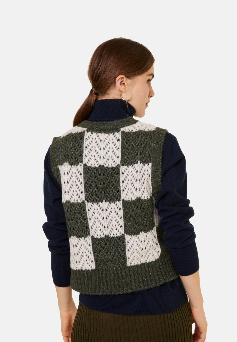 Openwork sleeveless wool cocoon sweater - Geva