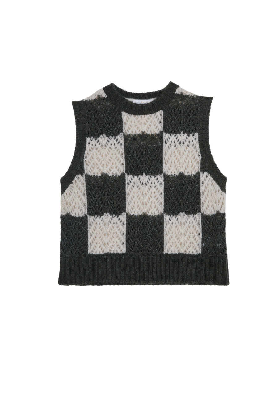 Openwork sleeveless wool cocoon sweater - Geva
