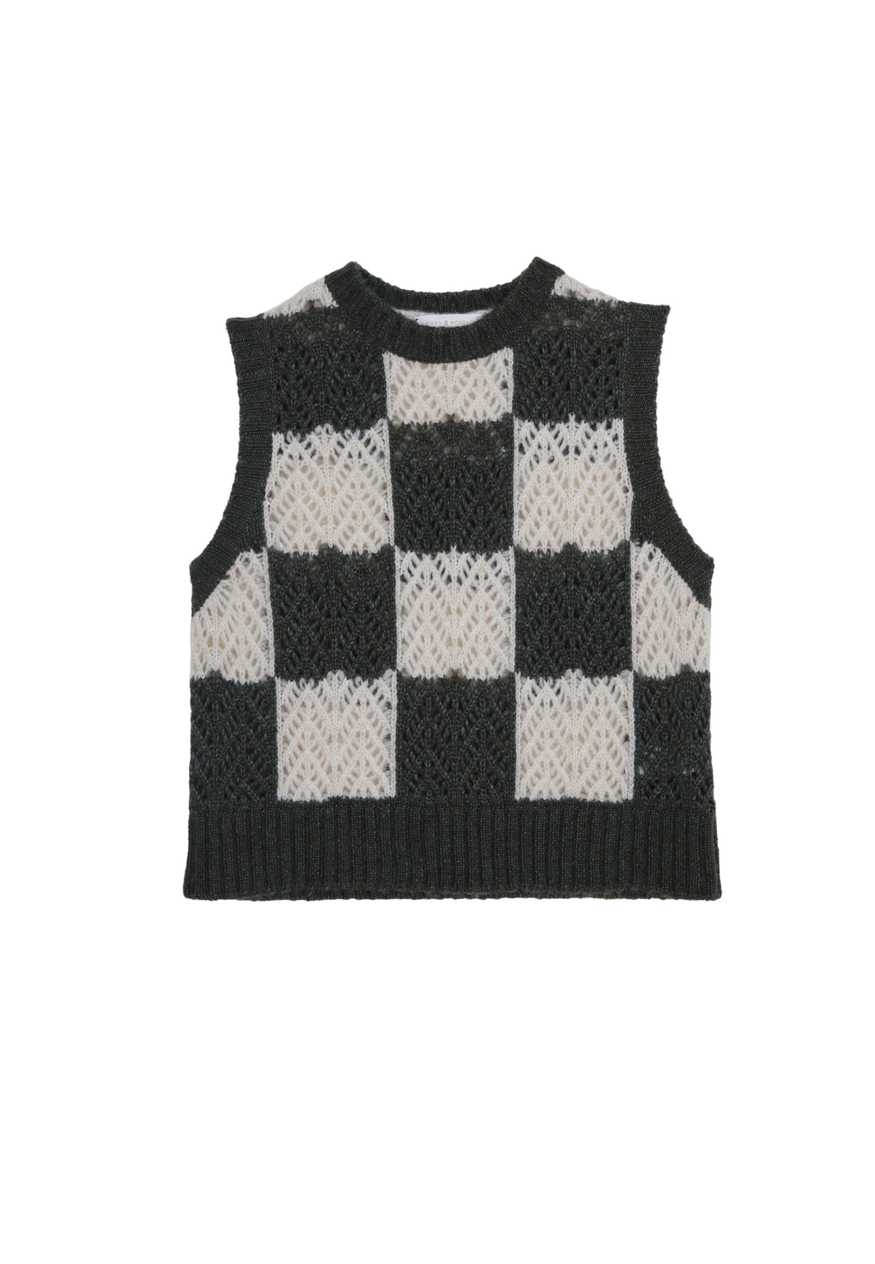 Pull ajouré sans manches en laine cocon - Geva 7906 ecru/soleil - 15 Orange