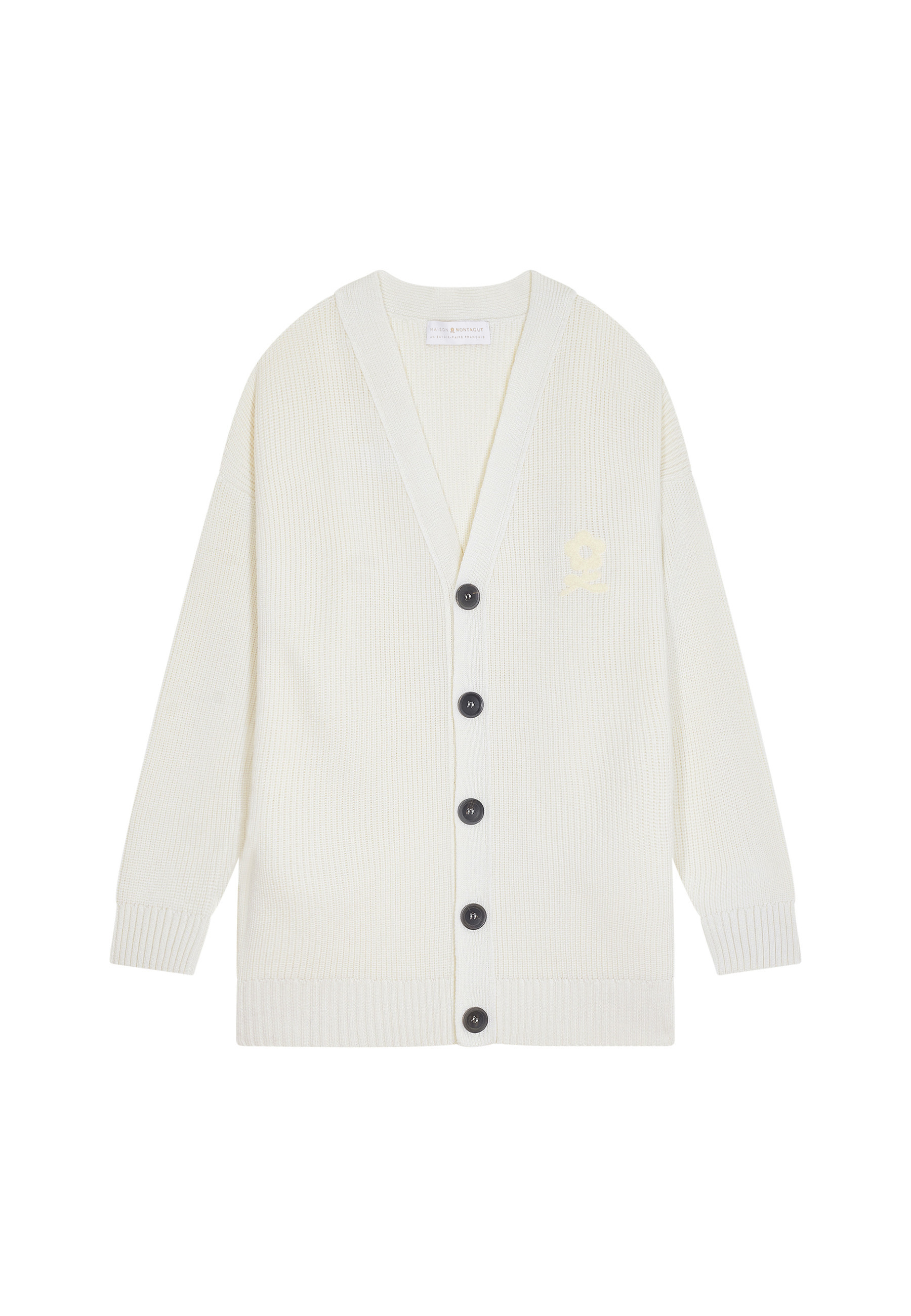 Gilet ample boutoné avec logo en laine mérinos - Frederic 7824 camel chine - 88 Camel