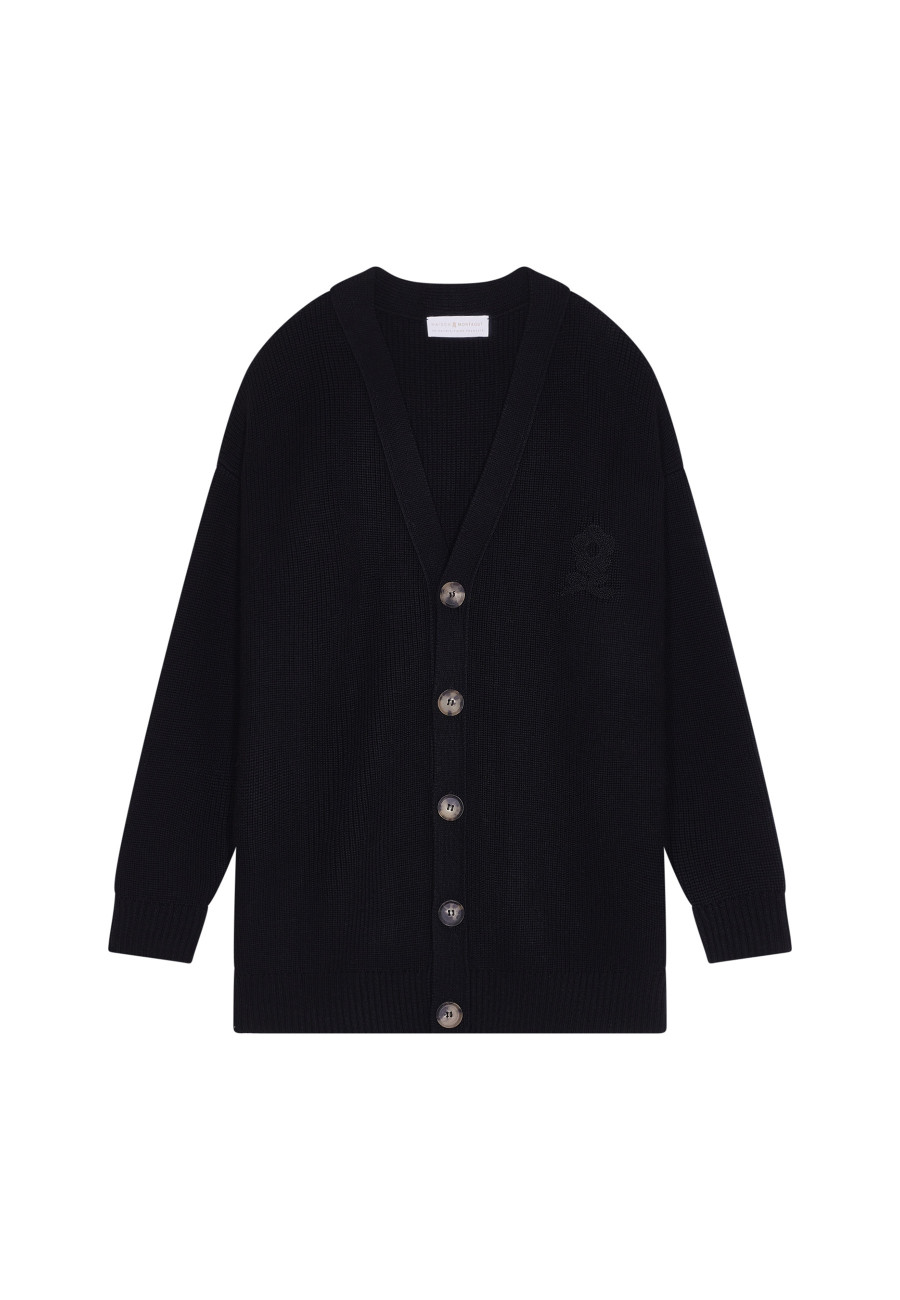 Cardigan folgado com botões e logotipo em lã merino - Frederic