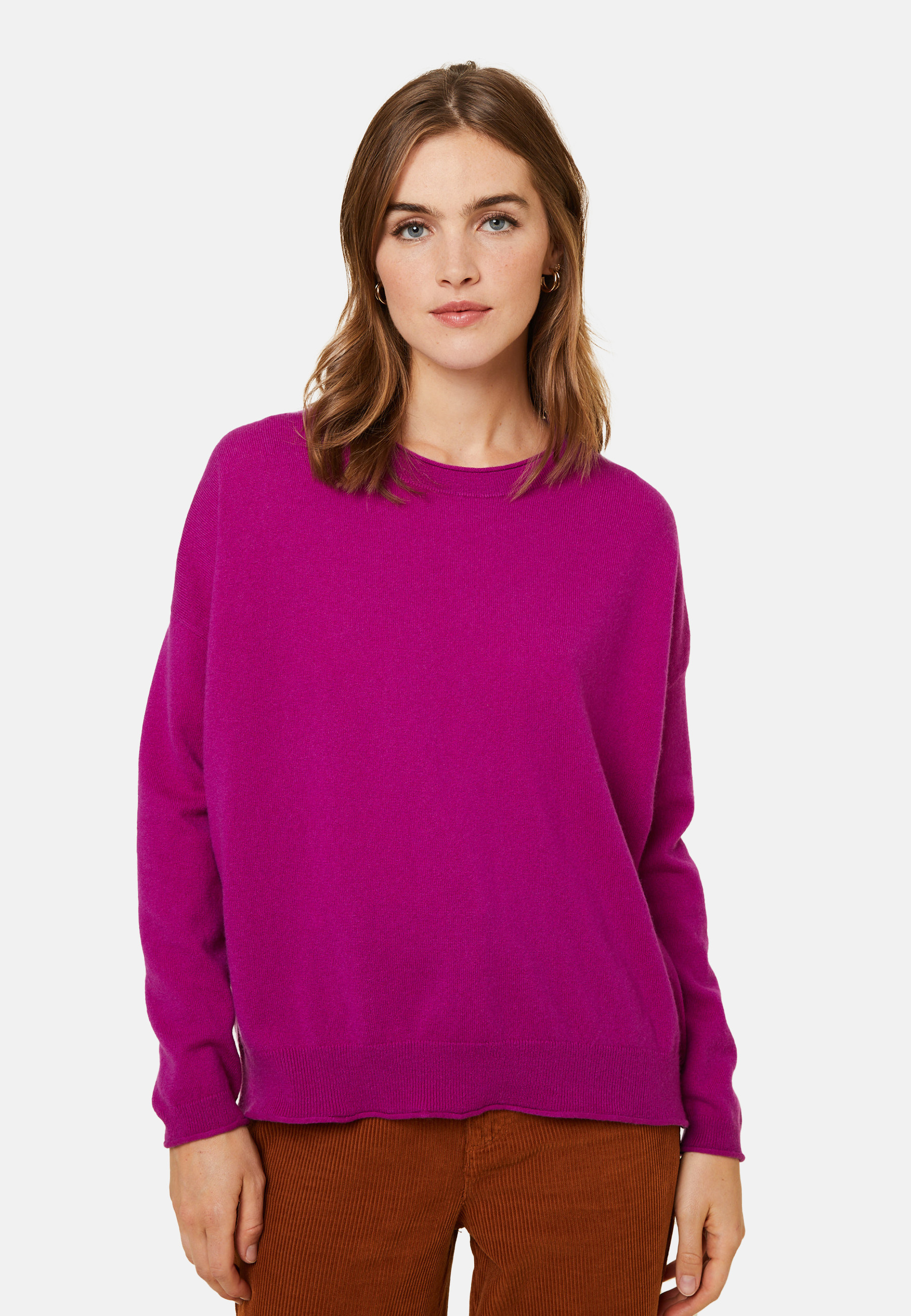 Pull ample boutonné à col rond en cachemire - Acene 7860 soleil - 89 Moutarde