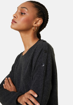 Pull ample boutonné à col rond en cachemire - Acene 7860 soleil - 89 Moutarde