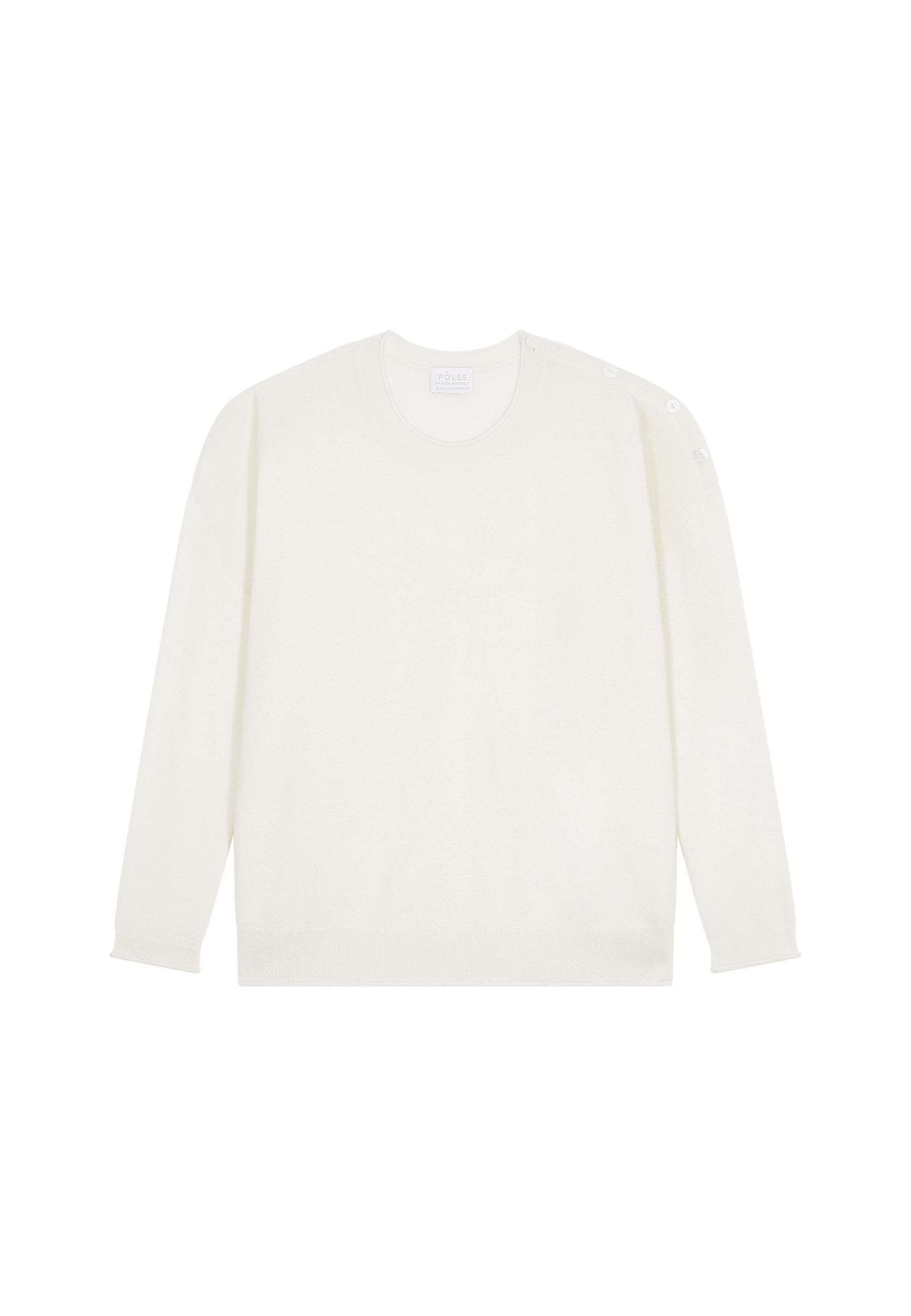 Loose-fit buttoned cashmere round-neck sweater - Acene