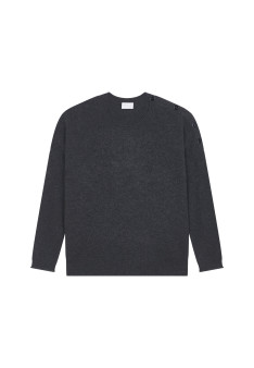 Loose-fit buttoned cashmere round-neck sweater - Acene