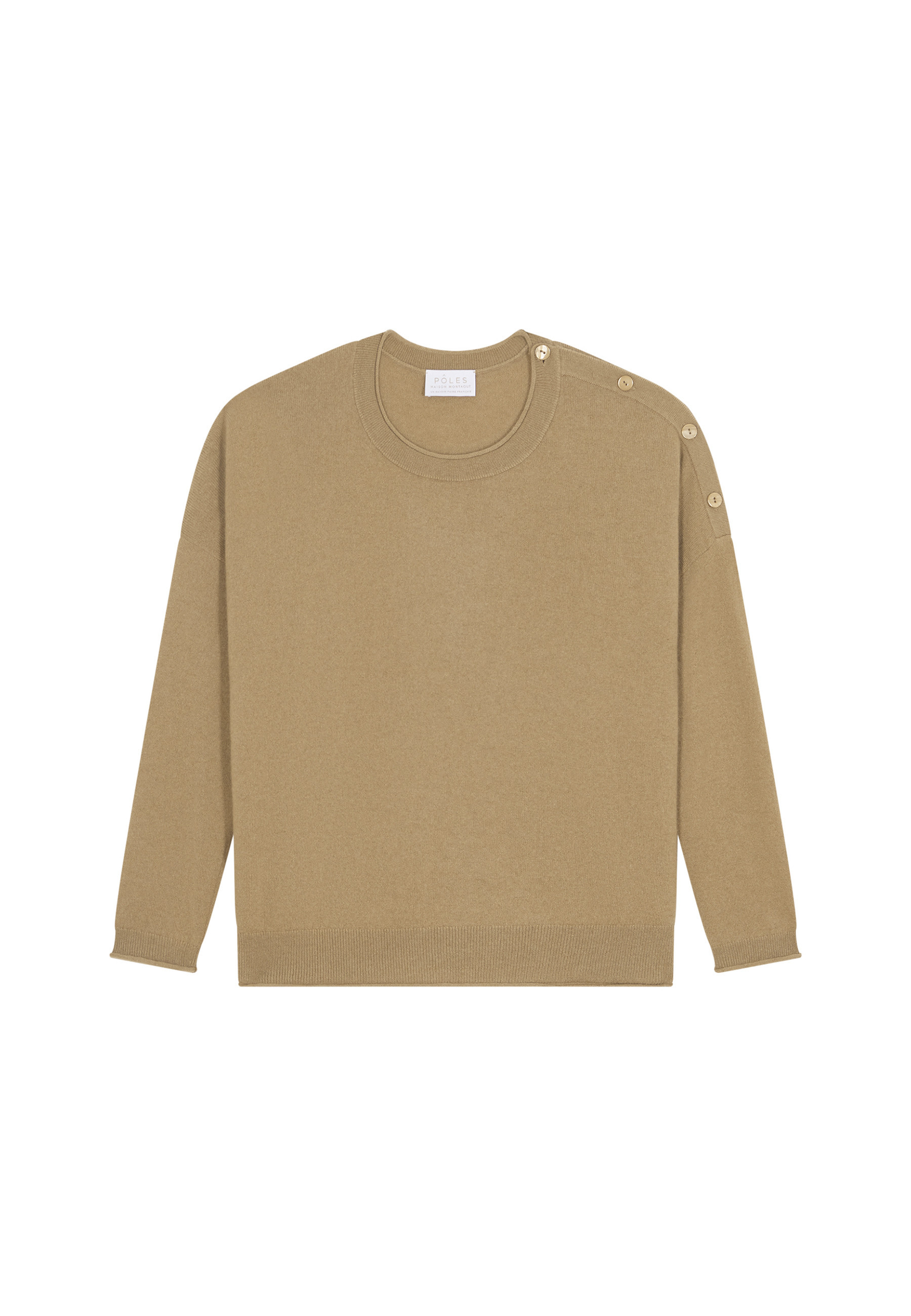 Pull ample boutonné à col rond en cachemire - Acene 7860 soleil - 89 Moutarde