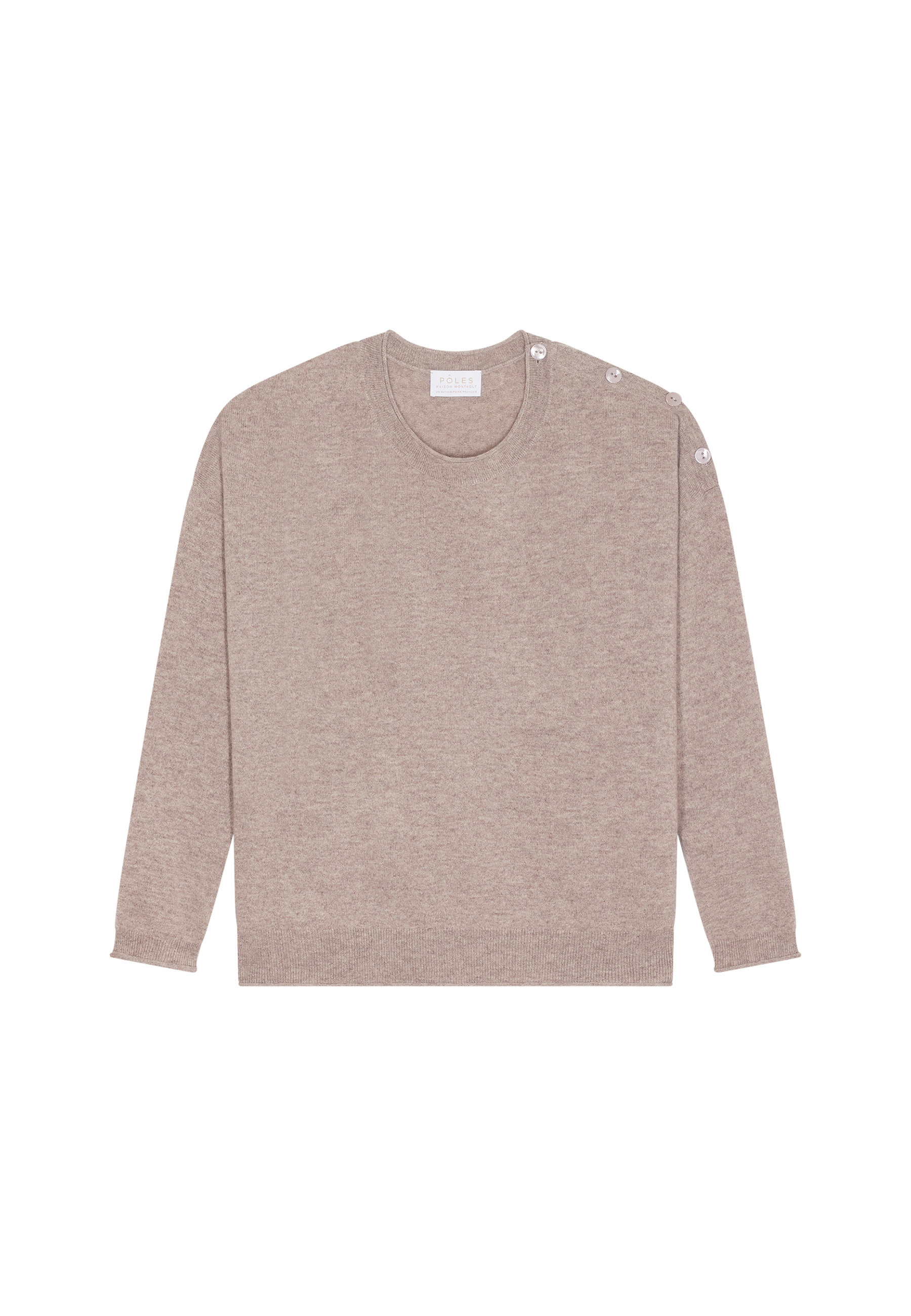 Pull ample boutonné à col rond en cachemire - Acene 7860 soleil - 89 Moutarde